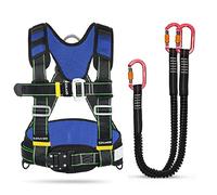 LOKLNEYK Kit Imbracatura di Sicurezza, Imbracatura di Sicurezza for lavori in Quota, Corda anticaduta, Cintura Arrampicata for metà Corpo, Tetto/Rosso/E(Blue,D)