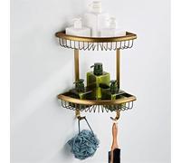 LOKLNEYK Mensole a parete for bagno e cucina, doppio organizer for cosmetici shampoo con scolapiatti(Antique)