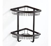 LOKLNEYK Mensole a parete for bagno e cucina, doppio organizer for cosmetici shampoo con scolapiatti(Black Oil Brushed)