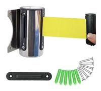 LOKLNEYK Nastro barriera Retrattile, Barriera di Sicurezza a cordone con Cintura Gialla Retrattile da Parete 2/3/5 m for scuole, aeroporti, Hotel, parchi Giochi(5M/16.4FT)