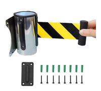 LOKLNEYK Nastro barriera Retrattile, Barriera di Sicurezza a Muro Retrattile for Il Controllo della Folla - Montaggio a Parete 2/3/5 M Giallo Nero a for(3M/9.8FT)