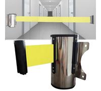 LOKLNEYK Nastro barriera Retrattile, Cintura di Sicurezza Gialla da 2/3/5 m for Montaggio a Parete for parchi Giochi, Hotel e Controllo della Folla(5M/16.4FT)