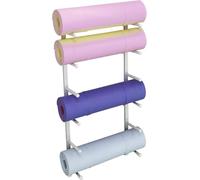 LOKLNEYK Supporto da parete for tappetino yoga, 9 ripiani in metallo, rullo in schiuma for asciugamani, espositore multiuso for palestra, porta(White,6)