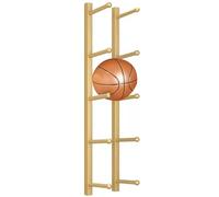 LOKLNEYK Supporto da parete for tappetino yoga, supporto for tappetini esercizio in metallo a 5 strati, organizer for palestra domestica for rulli in schiuma, skateboard, sci(Gold,5)