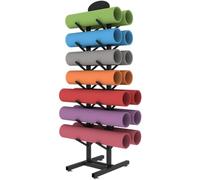 LOKLNEYK Supporto da pavimento for tappetini allenamento, supporto indipendente for yoga e rulli in schiuma, contiene 14, organizer for riporre gli attrezzi in palestra(Black,With Footrest)