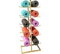 LOKLNEYK Supporto for tappetino da yoga, supporto for, for rullo in schiuma, 5 ripiani in metallo, grande capacità, espositore bifacciale, casa/palestra(Gold)