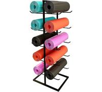 LOKLNEYK Supporto for tappetino da yoga, supporto for, for rullo in schiuma, 5 ripiani in metallo, grande capacità, espositore bifacciale, casa/palestra(Black)