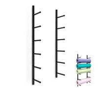 LOKLNEYK Supporto for tappetino yoga, supporto da parete for, for con chiodi a vite for rullo in schiuma, for riporre attrezzature for esercizi(Black,6 Tiers H 103 cm (40 1/2"))