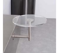 LOKLNEYK Tavolino da caffè a parete, 15.8”Tavolino rotondo in acrilico da parete, moderno tavolino bar for cocktail, caffè, snack e bevande(Stainless Steel+acrylic)