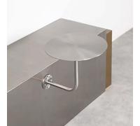 LOKLNEYK Tavolino da caffè a parete, Tavolo da pub rotondo 13,8 pollici, parete, in acciaio inox, cocktail, bistrot, moderno, pranzo, piccolo tavolo con gamba in metallo(Natural Color)