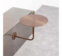 LOKLNEYK Tavolino da caffè a parete, Tavolo da pub rotondo 13,8 pollici, parete, in acciaio inox, cocktail, bistrot, moderno, pranzo, piccolo tavolo con gamba in metallo(Rose Gold)