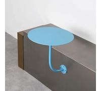 LOKLNEYK Tavolino da caffè a parete, Tavolo rotondo da parete 13,8" in acciaio inox, tavolo bar, bistrot, cocktail, caffè, pub, scrivania pranzo moderna con gamba in metallo(Blue)