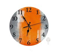 LOKMU Orologio silenzioso senza ticchettio, 25 cm, orologio da parete rotondo, decorativo per soggiorno, cucina, casa, bagno, camera da letto, ufficio o scuola, pittura artistica astratta grigia e