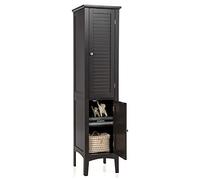 LOKO Armadietto da bagno alto, multifunzione, autoportante con ante, torre in lino sottile per bagno, soggiorno o cucina, 36,8 x 36,8 x 160 cm (Espresso)