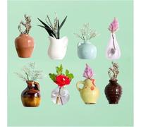 LOKORI 8 Pack Mini Ceramic Vase Magnets, Funny Plant Fridge Magnets, 3D Plant Vase for Refrigerator Decoration,Refrigerator Magnet Decoration for Home, Office