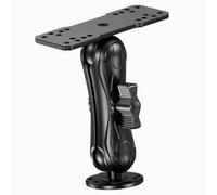 LOKTENWO Base di supporto per ecoscandaglio in lega di alluminio con piastra rettangolare a sfera da 3,8 cm e braccio medio da 14,5 cm, supporto elettronico marino compatibile con Garmin, Lowrance