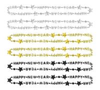 lokxmve 6 pezzi Happy New Year collana di perle di Capodanno, decorazione per foto, accessori per feste di Capodanno, accessori per feste di Capodanno, colore nero, oro, argento, decorazione per feste