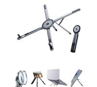 Lokyoyo Supporto regolabile per computer portatile, 4 in 1, magnetico e portatile, in lega di alluminio, supporto per telefono, tablet, laptop, per biblioteche di viaggi, bar, colore grigio