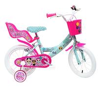 LOL - Bicicletta per bambini, 2 Freni, Rosa-Celeste, misura 14"