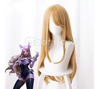 LOL K/Cosplay Ahri DA per le donne lungo rettilineo sintetiche termoresistenti dei capelli gioco Halloween Costume Party parrucca gialla parrucca