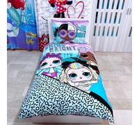 LOL Surprise BRIGHT Set 2pezzi Letto Singolo Copripiumino 140x200cm,Federa Bianc