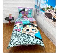 LOL Surprise BRIGHT Set 2pezzi Letto Singolo Copripiumino 140x200cm,Federa Bianc