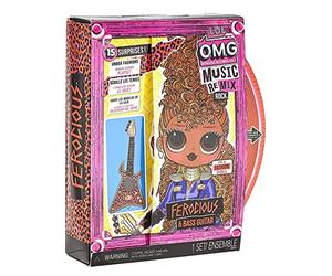LOL Surprise OMG Remix Rock Bambola FEROCIOUS - 15 sorprese tra cui basso, vestito, scarpe, spazzola, supporto per bambole, testi e confezione giradischi - Età: 4+