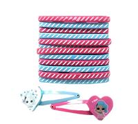 LOL Surprise - Set di 2 fermagli per capelli e 14 elastici color caramella