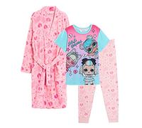 LOL Surprise Vestaglia da bambina e pigiama abbinato, set da 3 pezzi, per bambini con indumenti da notte, rosa, 5-6 Anni