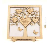 Lol t-shirt - Albero della Vita Personalizzato in Legno con Nomi della Famiglia e Frase Personalizzabile - Decorazione Artigianale con Glitter e Base Elegante, Idea Regalo per Natale e Tutto l’Anno