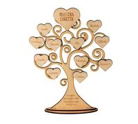 Lol t-shirt Albero della Vita Personalizzato Regali Maestre Fine Anno - Con Nomi Alunni su Cuoricini in Legno di Betulla 23x19 cm - Regalo Personalizzato Maestra Asilo Scuola Primaria Catechista