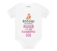 Lol t-shirt Body Neonato - “Eccomi, mi Chiamo … e da Oggi Comando Io” - Idea Regalo Neonato Femmina, Body Neonato Divertente, Regalo Nascita Bimba (Bianco, 3 mesi)