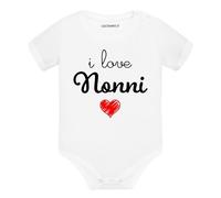 Lol t-shirt Body Neonato “I Love Nonni” - Body Neonato Morbido in Cotone - Idea Regalo Nascita Bimbo e Bimba - Regalo Neonato Femmina e Maschio, Simpatico e Confortevole (Bianco, 6 Mesi)