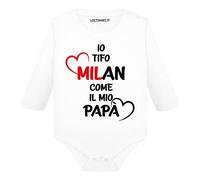 Lol t-shirt Body Neonato Io tifo Milan come il mio papà Manica Lunga