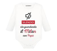 Lol t-shirt Body Neonato Silenzio sto guardando il Milan con papà Manica lunga idee regalo divertente per papà (3 mesi)