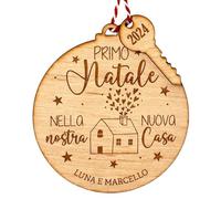 Lol t-shirt - Pallina di Natale in Legno Personalizzata per Neo Sposi con Chiave e Anno - Decorazione Primo Natale nella Nuova Casa con Confezione Regalo