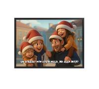 Lol t-shirt Quadro 3D Stile Cartoon Natalizio Personalizzato con Foto e Dedica - Ritratto Famiglia o Coppia in Versione Natalizia - Idea Regalo di Natale (21x30 (con Cornice Nera))