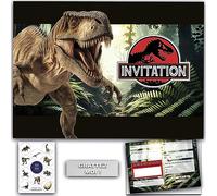Lola et Louis (L&L) Kit invito completo per 10 ospiti ragazze o ragazzi: buste, messaggio segreto da GRATTER, biglietti d'invito dinosauri Jurassic, adesivi decorativi, tracciamento inviti