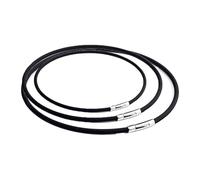 Lola & Gala Set di 3 Catene in Pelle per Uomo e Donna | Chiusura in Acciaio Inossidabile | Cordino in Vera Pelle Nera, 3 mm, Per Ciondoli in 3 Dimensioni