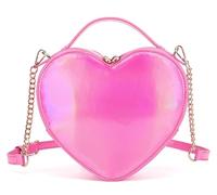 lola mae Borsa a tracolla a forma di cuore da donna con cerniera (MT-Hpink), Metallico Hpink-759