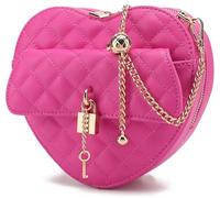 lola mae Borsa a tracolla a forma di cuore per le donne con cerniera intorno alla borsa a tracolla, Rosa acceso-770, Small