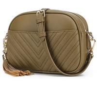 lola mae Borsa a tracolla trapuntata, borsa a tracolla dal design alla moda, Oliva, Small