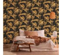 Lola Paris Foglia Di Palma Carta Da Parati Nera/Oro 36919-5 Metallico Esotico