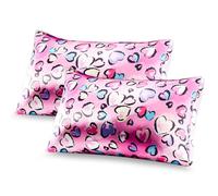 Lolalet 2 Pezzi Federa per Cuscino Bambino 40x60cm, Federe in Raso Morbida e Setosa al Tatto con Chiusura a Busta -Cuore