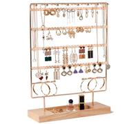 Lolalet Espositore per Gioielli, Porta Orecchini e Collane da Appendere, Grande Capacità Portagioie Organizer Gioielli, Porta Gioielli Donna Appendi Gioielli per Orecchini Collane Bracciali - Oro