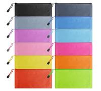 LOLANIUT 12 Buste Portadocumenti A6 in Tessuto Oxford con Cerniera, Borsa Organizzatrice Impermeabile Multicolore per Ricevute Passaporto Carte Viaggio Scuola Ufficio con Blocco Note