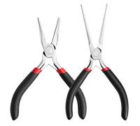 LOLANIUT 2 Pezzi Mini Pinze a Becchi ad Ago, Mini Pinze a Becchi Lunghi Piccole Pinze a Becco Piegato a Lungo Raggio Piegate pinze per Gioielli Fai da Te, Riparazioni e Avvolgimento di Fili