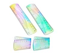 LOLANIUT 2 righelli flessibili da 15 cm, lineano flessibile con righello in plastica trasparente e panda colorata multicolore per scuola, ufficio, apprendimento