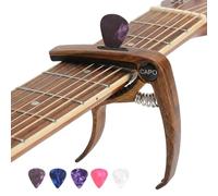 LOLANIUT Capo per chitarra con 5 plettri, Capo preciso con design in legno, accessorio per chitarra tre in uno, perfetto per chitarra acustica, chitarra western e accessori per chitarra