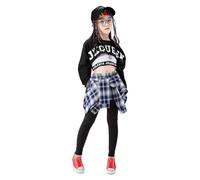 LOLANTA 3Pezzi Completo Hip Hop Bambina, Abbigliamento Danza Hip Hop, Tenuta Street Dance per Ragazze 5-15 Anni(nero, 11-12 anni, 160)
